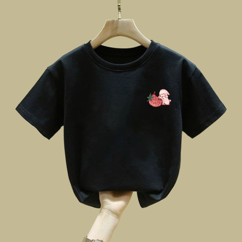 2122# Girls' Summer Wear 2025 Korean Version Loose and Fashionable Short-sleeved T-shirt for Children 