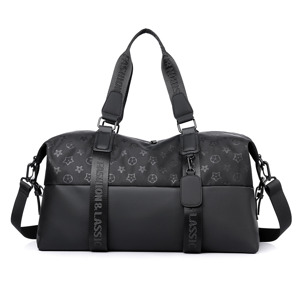 Seco y húmedo separación bolsa de viaje ocio película de cuero negro textura bolsa de mano de alta capacidad bolsa deportiva de tendencia