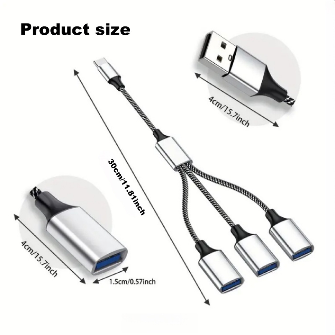 type-c智能多口扩展器分线器一拖三usb转换器手机电脑集线器