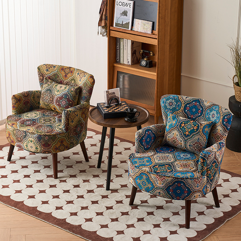 Balcón sala de estar sofá de tela estilo chino estilo americano sofá casual silla de cabecera retró casual silla de sofá