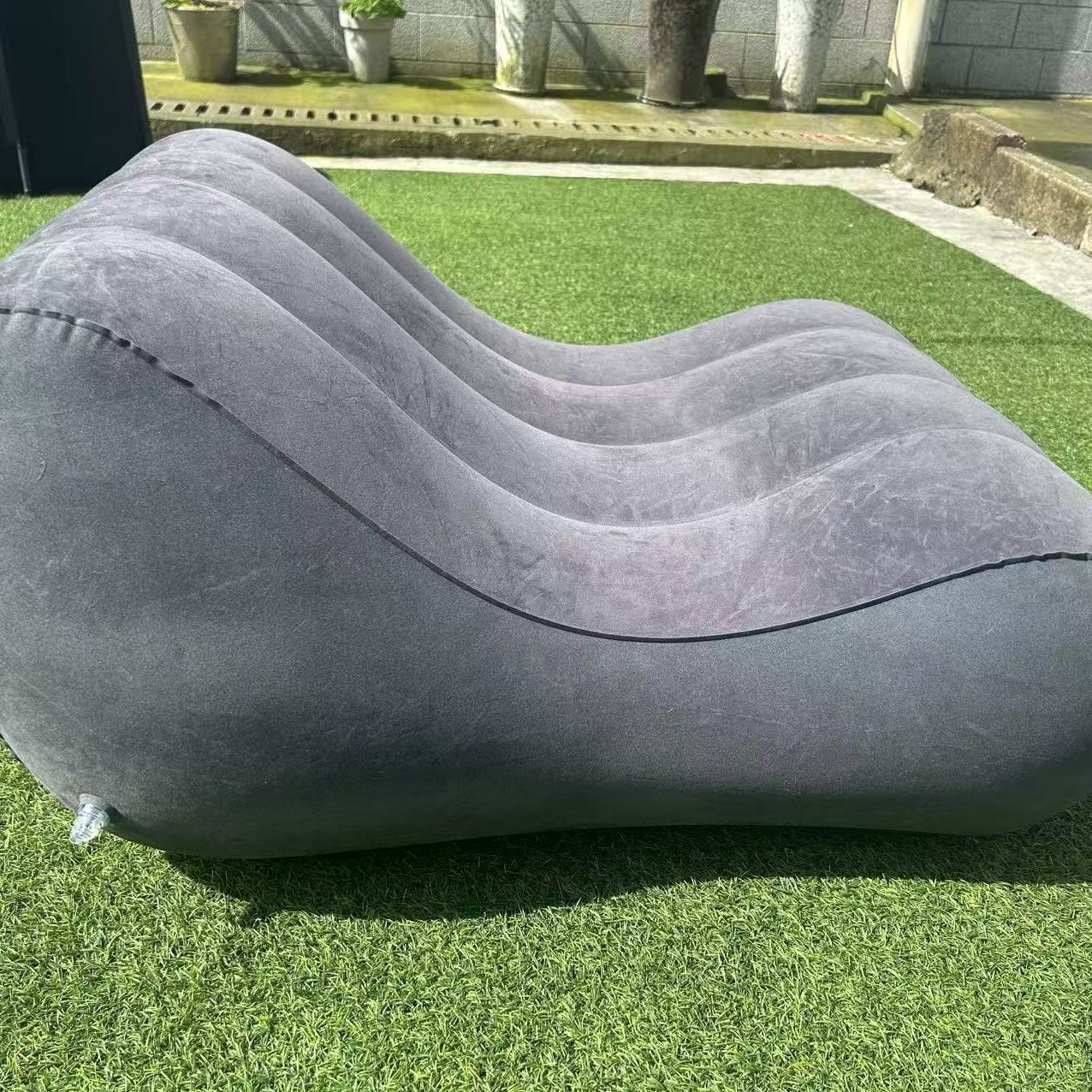 Trendy Inflatable Sofa for Home Use, Flocked Lazy Lounge Chair, Reclining and Sitting, Suitable for Bedroom, Balcony, Outdoor Camping, and Leisure Seating
