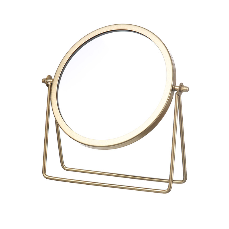 Espejo de escritorio de metal simple Espejo de tocador de dormitorio giratorio para el hogar Espejo de maquillaje de hierro de red de dormitorio de estilo nórdico