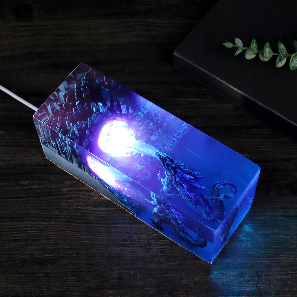  Creative Godzilla City Wars Series Children Gifts Night Light Ornaments Epoxy Resin Crafts