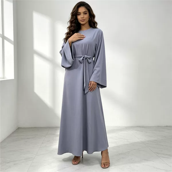Cross-border bestseller: Simple and versatile Nida solid color long dress 6394