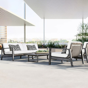 Outdoor Sofa Courtyard Homestay Terrace Woven Rattan Chair Combination Garden Sunshine Room Aluminum Alloy Leisure Outdoor Furniture