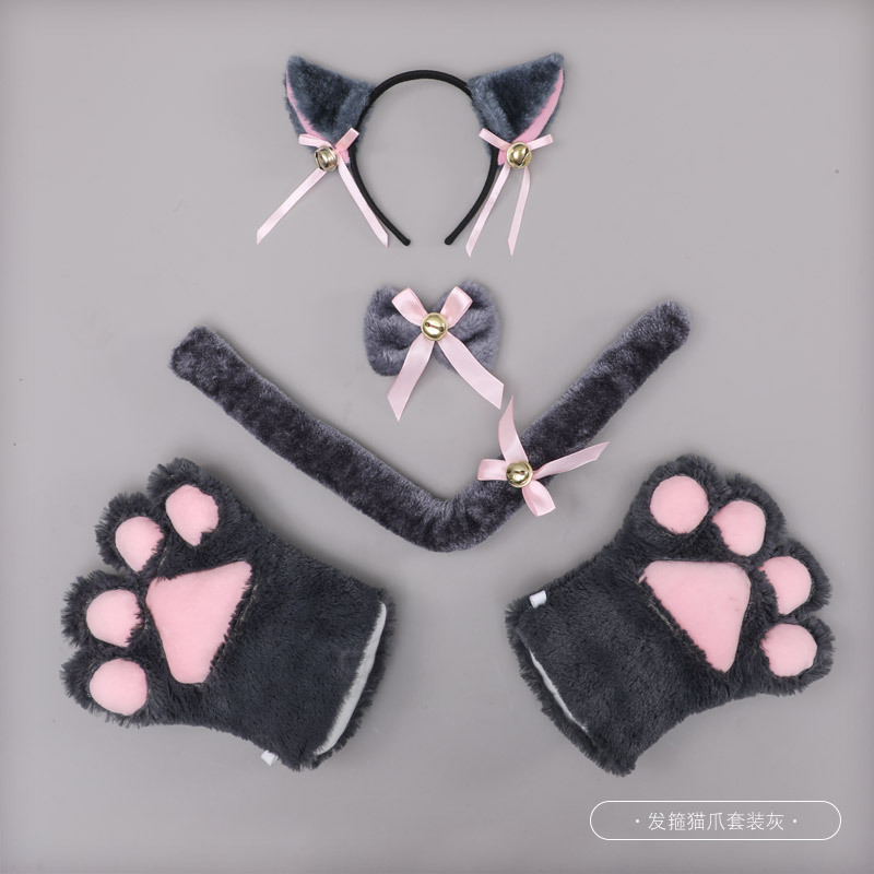 Entrega de una sola pieza lindo gato Cosplay accesorios orejas de gato diadema garra de gato guantes cola de gato accesorios traje