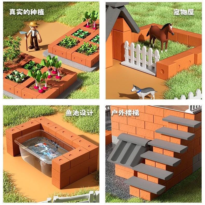 Little Masons Build Houses, Brick Houses, Simulated Buildings, Kidsren's Handmade Building Educational Toys, Gifts for Boys and Girls