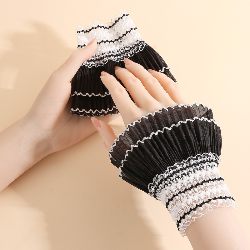 Women's Fake Sleeves Versatile Gloves Sweatshirt Inner Sleeve Covers Lace Trim Fake Cuffs Decorative Ribbon Shirt Sun Protection