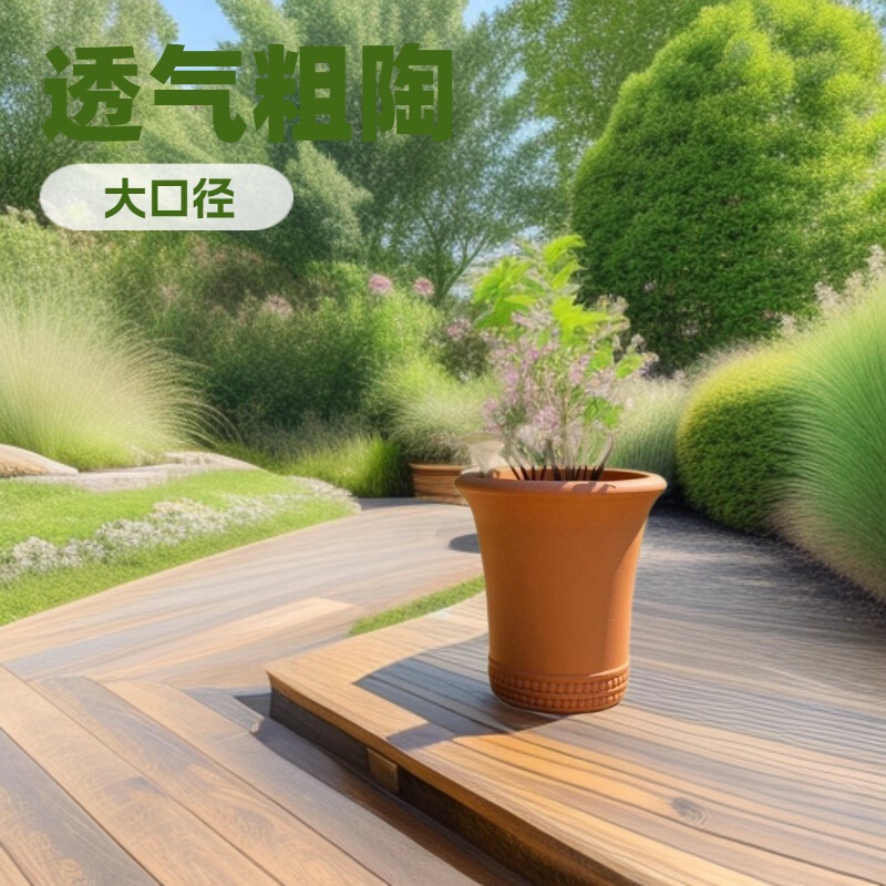 兰花花盆陶瓷兰花盆简约直圆筒大号墨兰宜兴紫砂花盆托手工|undefined