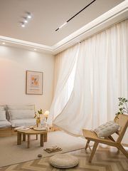 IYR7 Linen Yarn Curtain: Light-Transmitting Yet Privacy-Preserving, Lightweight Beige Window Screening for Living Rooms—New Design Ideal for Guesthouses and Tea Rooms.