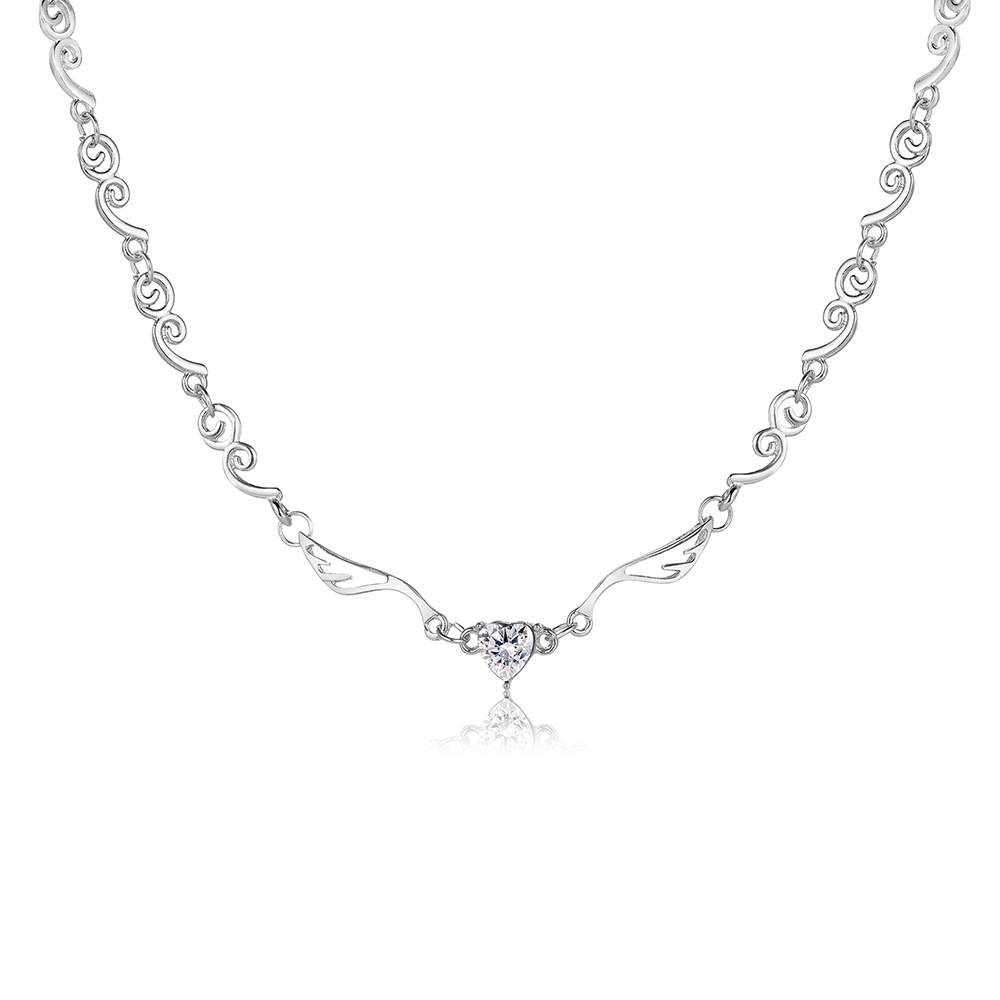 Simple Style Heart Shape Alloy Plating Artificial Rhinestones Womenu0027S Pendant Necklace 1 Piece