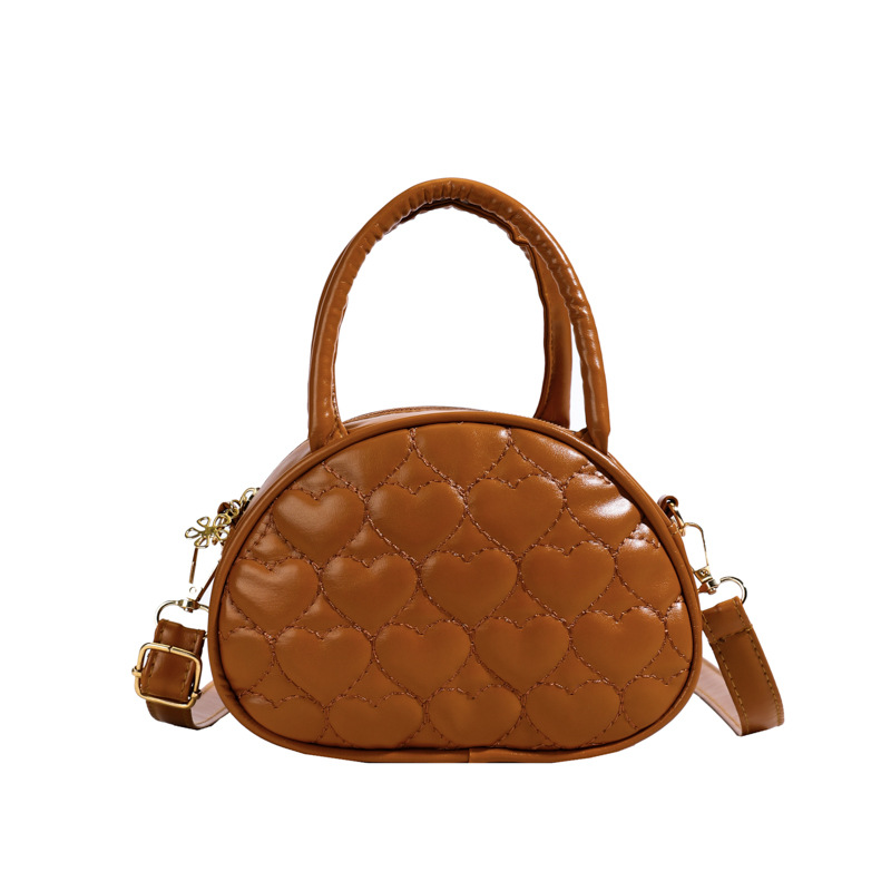 Bolso de hombro coreano para niñas de moda de color sólido amor bordado bolso de mano para niños 2025 nuevo mini bolso para niños