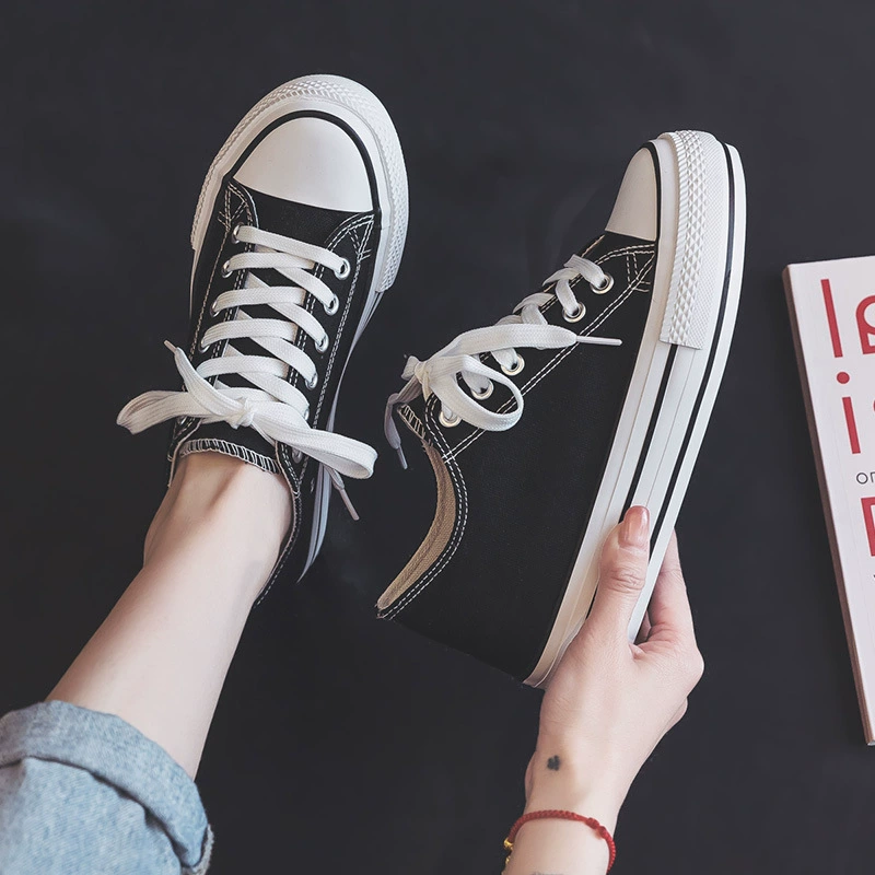 Новые весенние парусиновые туфли на толстой подошве, увеличивающие рост, Женские винтажные универсальные классические белые туфли, тканевые туфли в студенческом стиле, туфли на платформе
