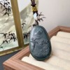 天然和田墨玉山水牌吊坠细腻立体浮雕玉石风景牌挂件饰品直播货源|ms
