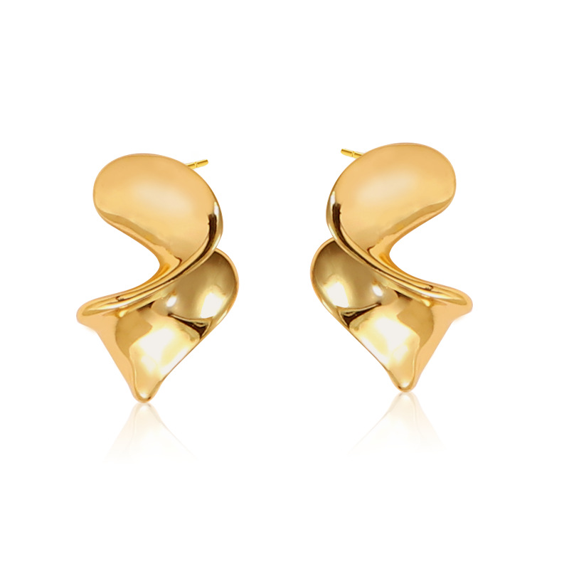 hot-sale-copper-plated-true-gold-color-geometric-twist-irregular-earrings-fashion-commuter-high-ins-style-niche-womens-earrings
