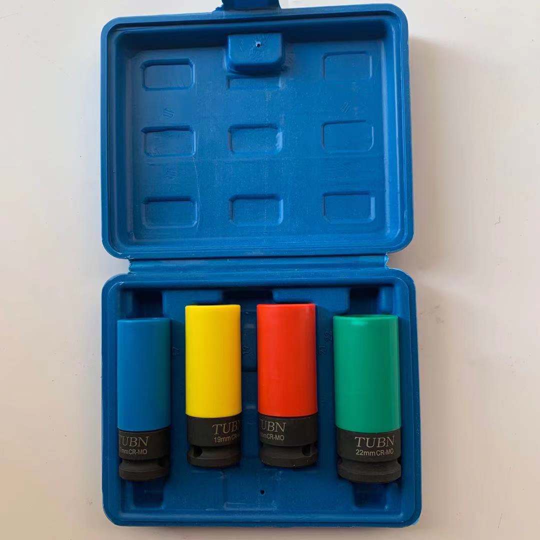 1/2彩色3件套套筒扳手 气动压配套头 气动螺丝批头外六角压批套筒