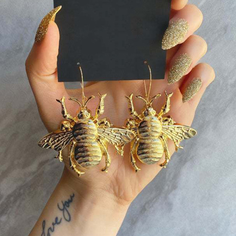 25g Weight Alloy Ear Needle Material 1 Pair Retro Animal Insect Bee Alloy Women's Drop Earrings Earrings
