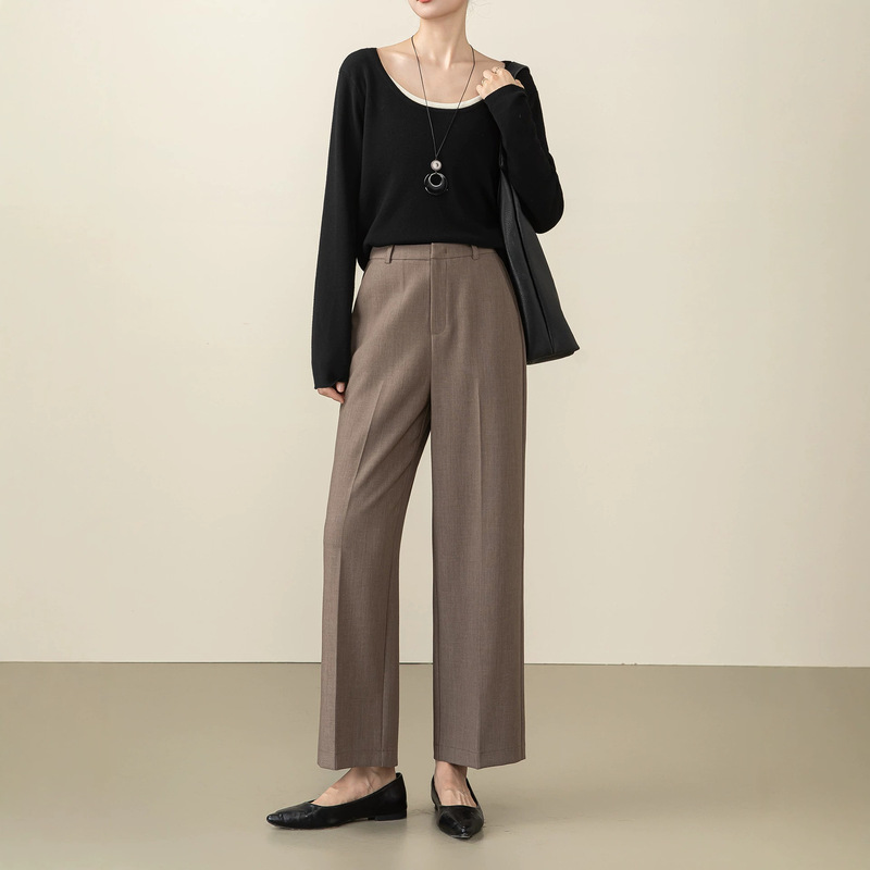 Minimalist Commuter Nine-Point Suit Pants with Draped Slimming Effect, Straight-Leg Pants, New Autumn 2026 Wool Casual Pants, Elegant Old Money Style Minimalist Commuter Nine-Point Suit Pants with Draped Slimming Effect, Straight-Leg Pants, New Autumn 2026 Wool Casual Pants, Elegant Old Money Style