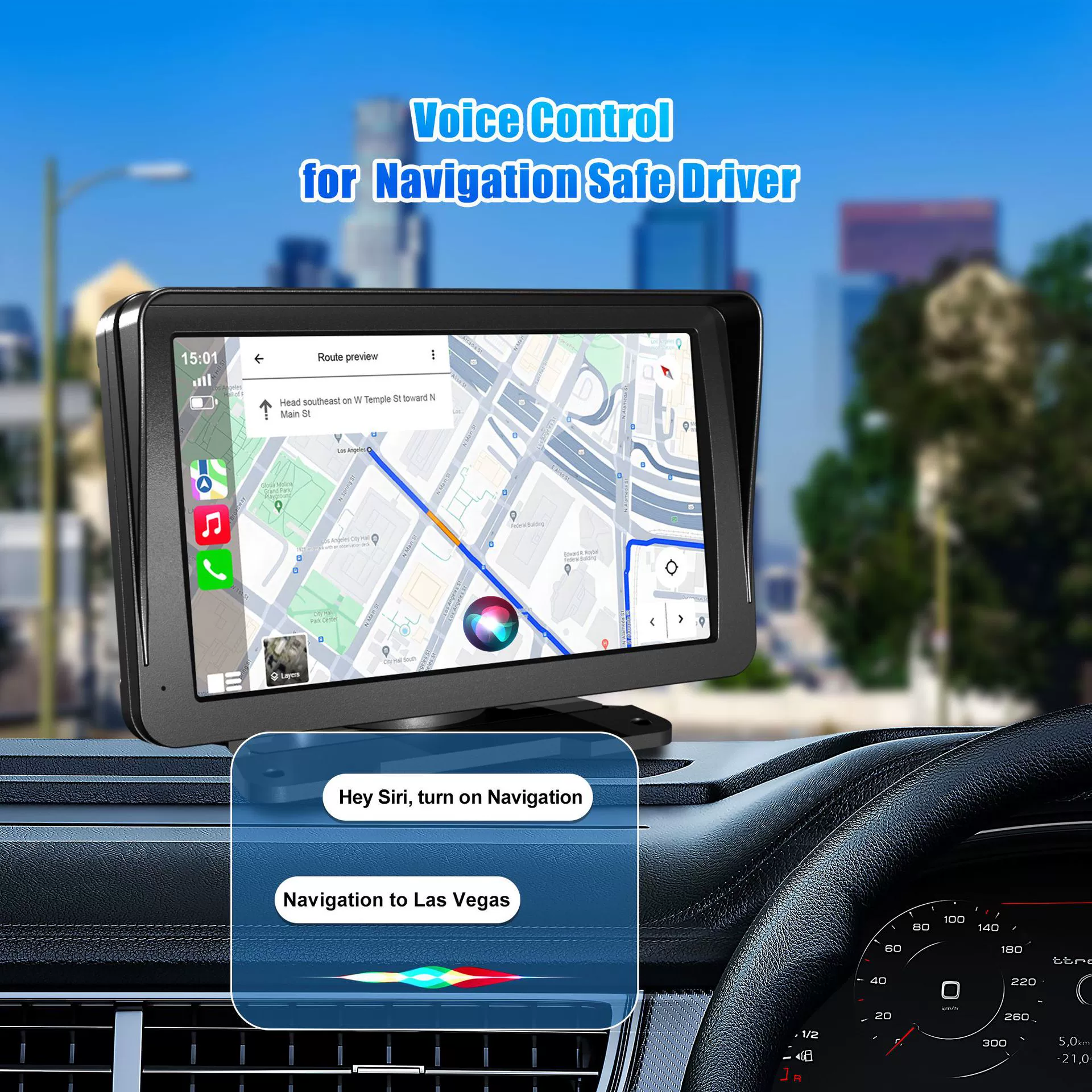 7-дюймовый затеняющий капот беспроводной CarPlay Android Auto съемка экран FM BT AUX навигация PND