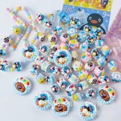 ドーパミン重油重工アクリル手描き珠pinguペンギンdiyビーズ携帯チェーンチェーン部品散珠