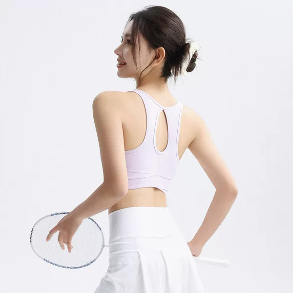 Short fitness tank top with straps, yoga professional running vest, Pilates training wear with fixed chest pads, bra top