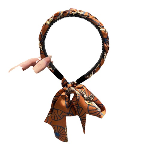 Summer retro bow streamer headband, one-piece hairband, braided hair ribbon, hair accessories, headband, women's hairpin