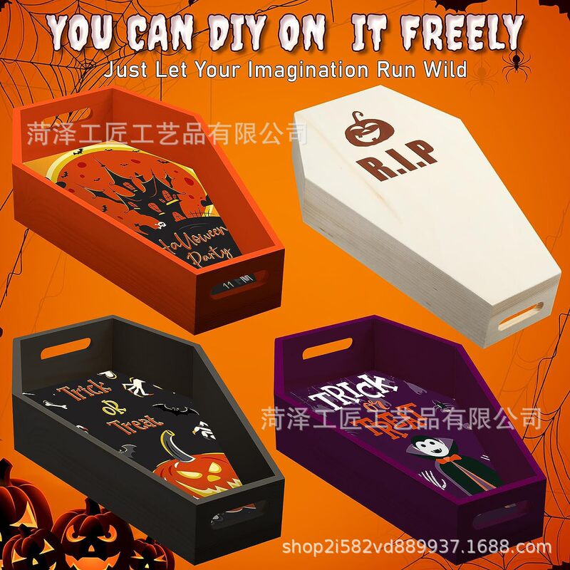 Halloween Kitchen Coffin Box Amazon Party Candy Plate Wooden Coffin Shape Serving Tray Coffin Tray