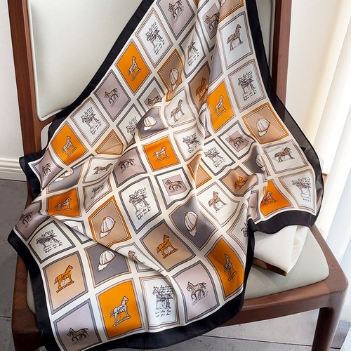  new Korean style decorative spring and autumn warm professional scarf cross-border imitation silk small silk scarf dual-purpose women