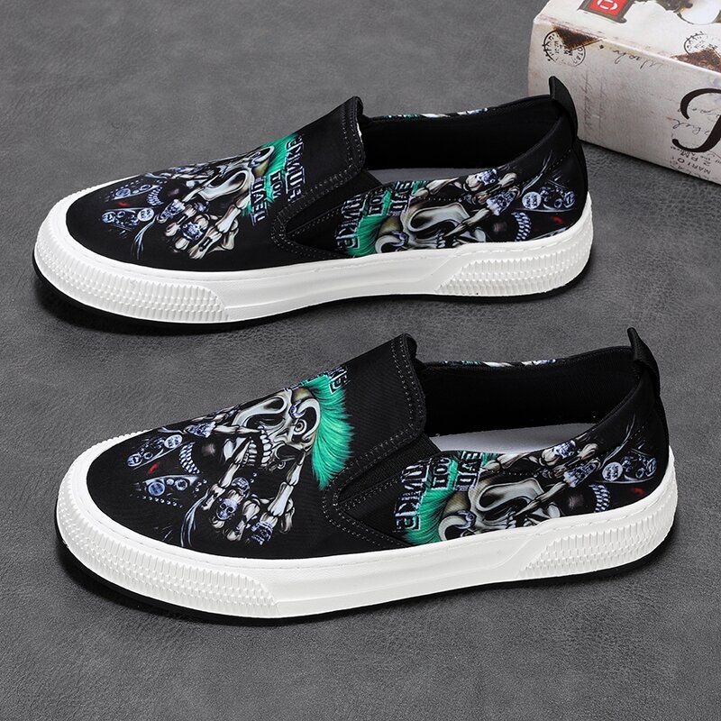 Herren Freizeitschuhe Mit Blumenmuster Graffiti Canvas Sneaker_voghion.com