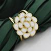 Fashionable metal brooch, pin from pearl, flowered, four-leaf clover