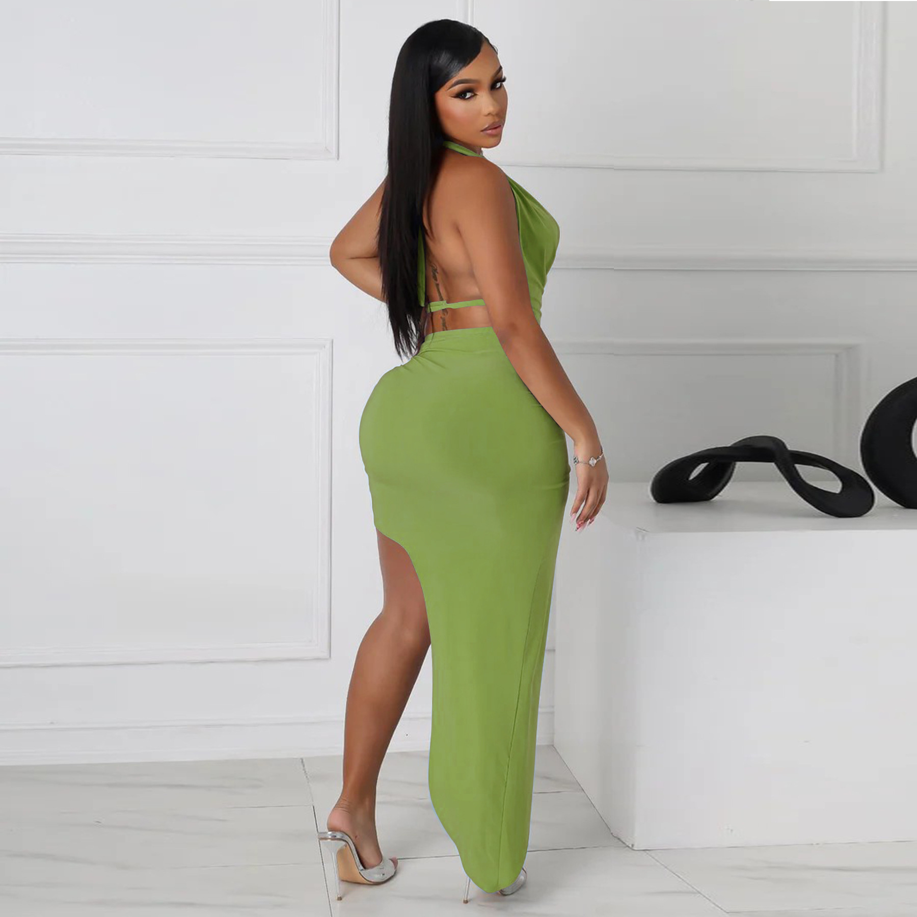 254g Weight Sleeveless Sleeve Length Polyester Fabric Type Skirt Co-ord Set Sets Type 2 Pieces Set Quantity Party, Tea Party, Cocktail Party Occasion V Neck Neckline Slim Fit Type Solid Color Pattern Summer Season Women's Gender Sexy, Streetwear Style Party Tea Party Cocktail Party Women's Sexy Streetwear Solid Color Polyester Skirt Co-ord Set Skirt Sets 26