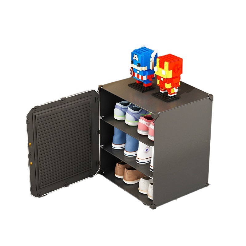 Estante de zapatos de oficina dormitorio bajo la mesa mini caja de almacenamiento de zapatos zapatos multicapa a prueba de polvo simple puerta doméstica pequeño gabinete de zapatos