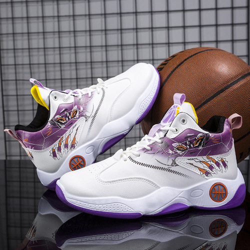 2024 high-top basketball shoes and boots for spring and summer new non-slip sports shoes thick sole versatile trendy handsome men's shoes