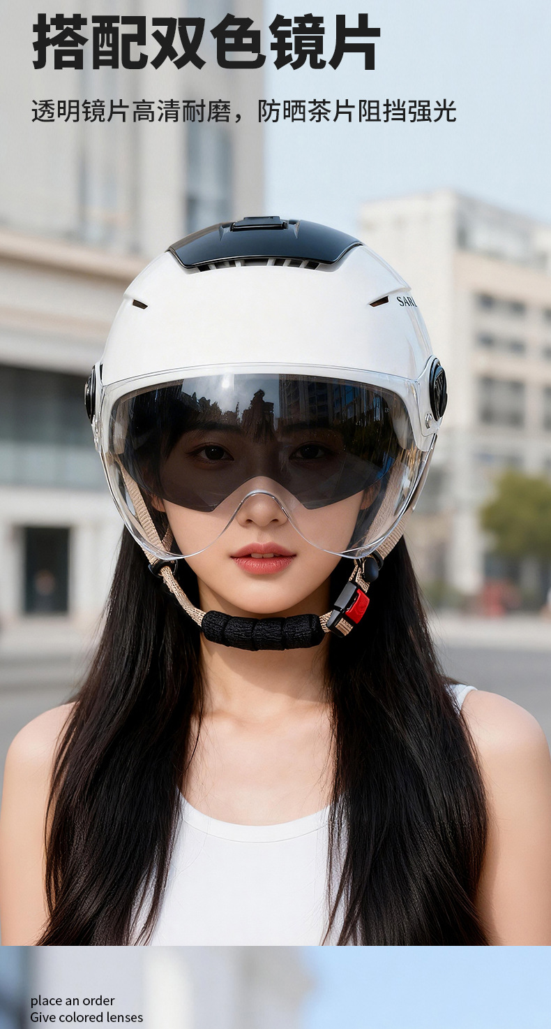 Motorcycle and Electric Vehicle Helmet for Men and Women, Stylish, Summer Sun Protection, Breathable, 2026 New Model, Large Visor Safety Helmet