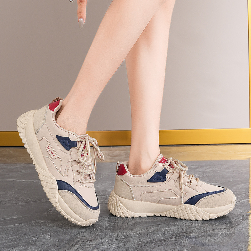 K5203 Cushioning Genuine Leather Sneakers For Women 2025 New Autumn Maternity Non-Slip Lightweight Training Shoes_voghion.com