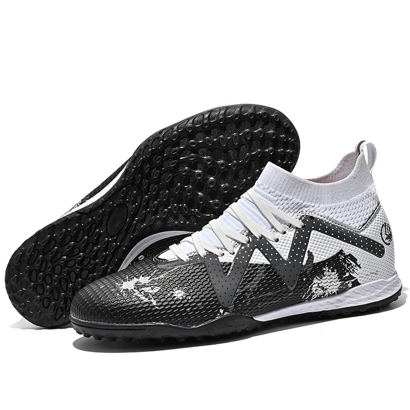 Zapatillas de Fútbol de Caña Alta de Cuero Sintético y TPU, Ligeras, para Césped Natural y Artificial