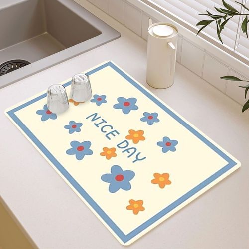 Kitchen countertop drain mat sink splash mat bowl plate drying mat bar counter absorbent cup mat dishwasher-free heat-insulating pad