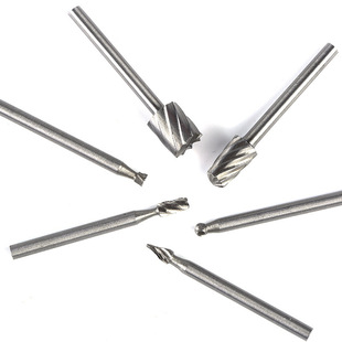 6-Piece Set of High-Speed Steel Rotary Files, Carbide Rotary Files, Coarse-Tooth Carving Milling Cutters for Woodworking, High-Speed Rotary Files
