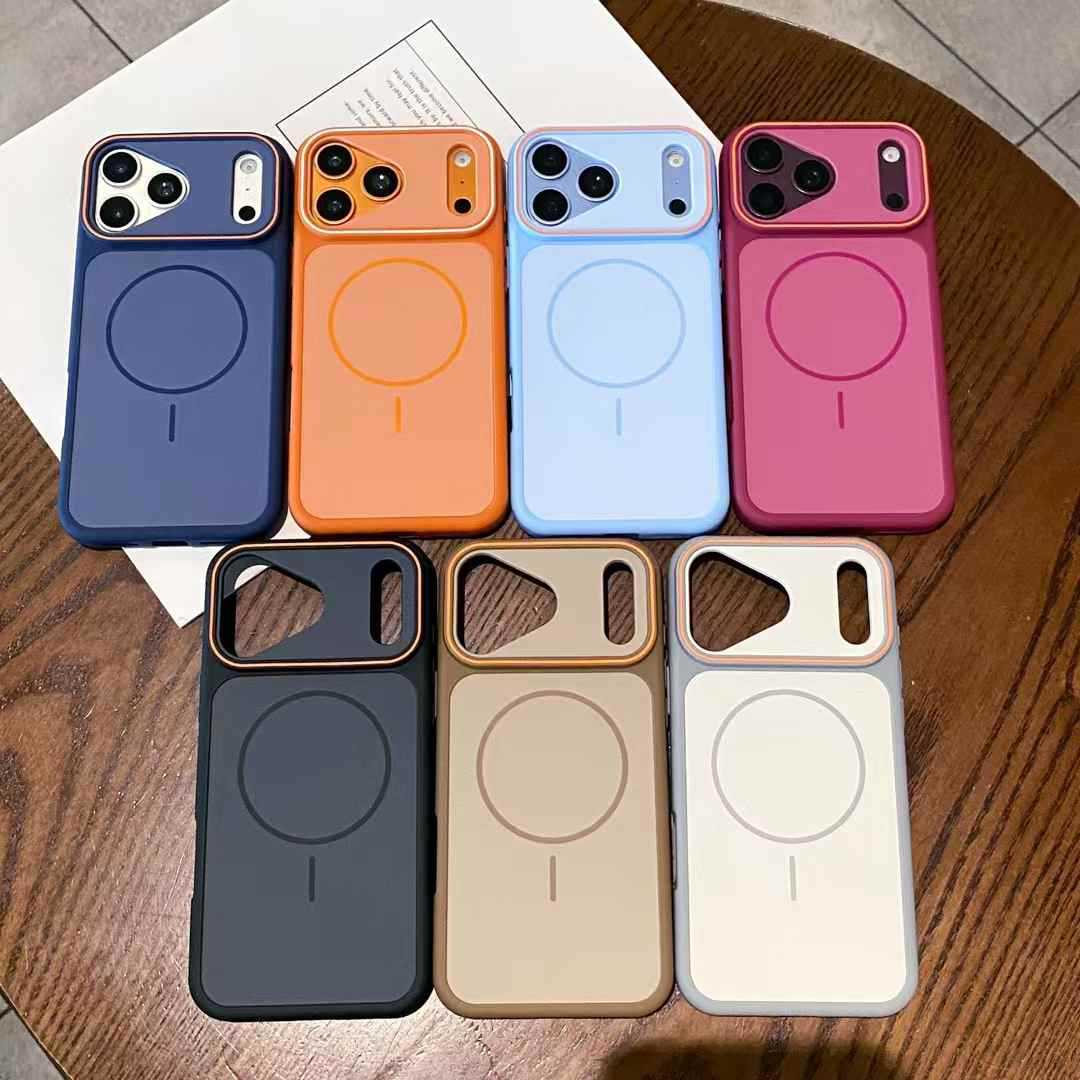Fantasma de dos colores gran ventana para iPhone17pro teléfono móvil 14 / 13 sensación de piel soporte magnético esmerilado