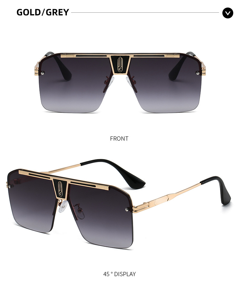 Square Glasses Style Exaggerated Solid Color PC UV400 Protection Square Full Frame Men's Sunglasses