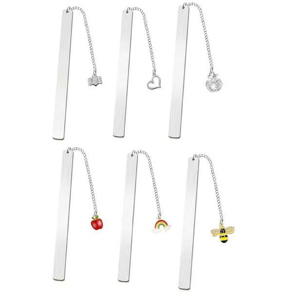 Cross-Border In-Stock Stainless Steel Metal Bookmarks, Fine Style, Blank Laser Uv Material, Teacher's Holiday Gift, Bookmark with Tassel