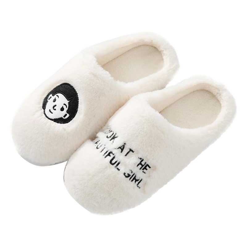 Pantuflas de algodón cálidas para interiores para el hogar, zapatos de felpa divertidos para parejas, zapatillas de cabeza para hombres y mujeres lindos de dibujos animados