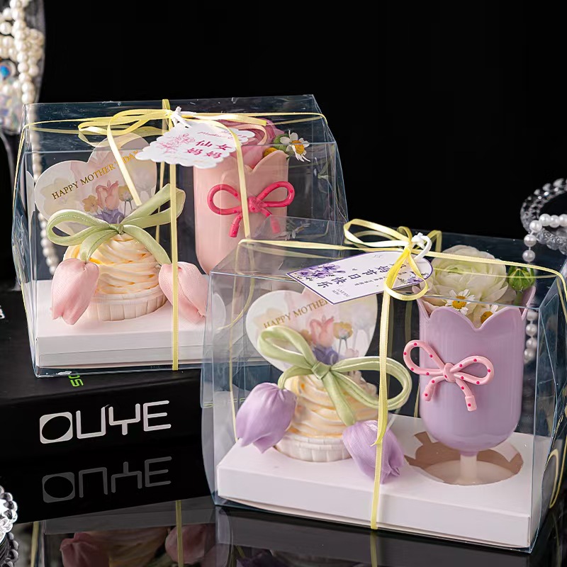 Celebridad de Internet 2025 Día de la madre Taza de tulipanes Decoración de pasteles Madre de hadas Tarjeta de vacaciones Taza de papel Vestido para hornear