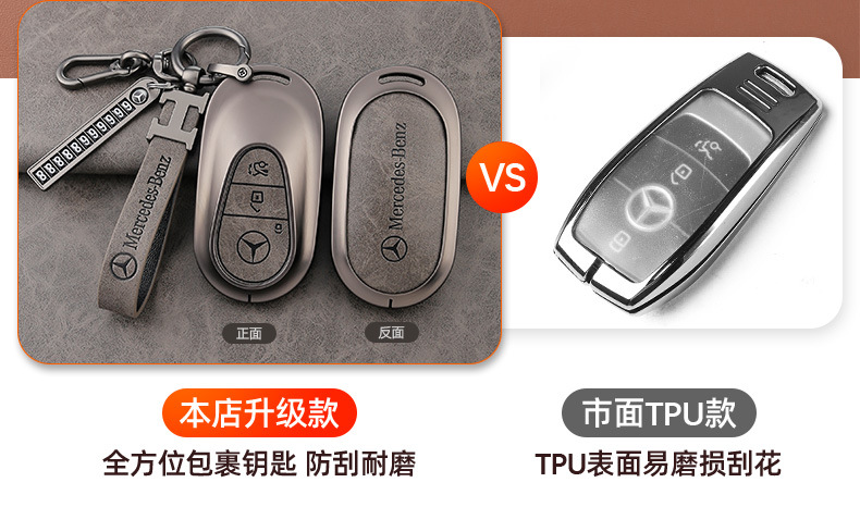 Applicable to Mercedes-Benz new E-Class key case e300 leather case/E260L/C260/GLC300L bag GLE car s buckle