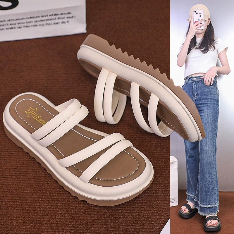 Slide platform, summer fashionable shoes, comfortable universal beach slippers for leisure, Korean style