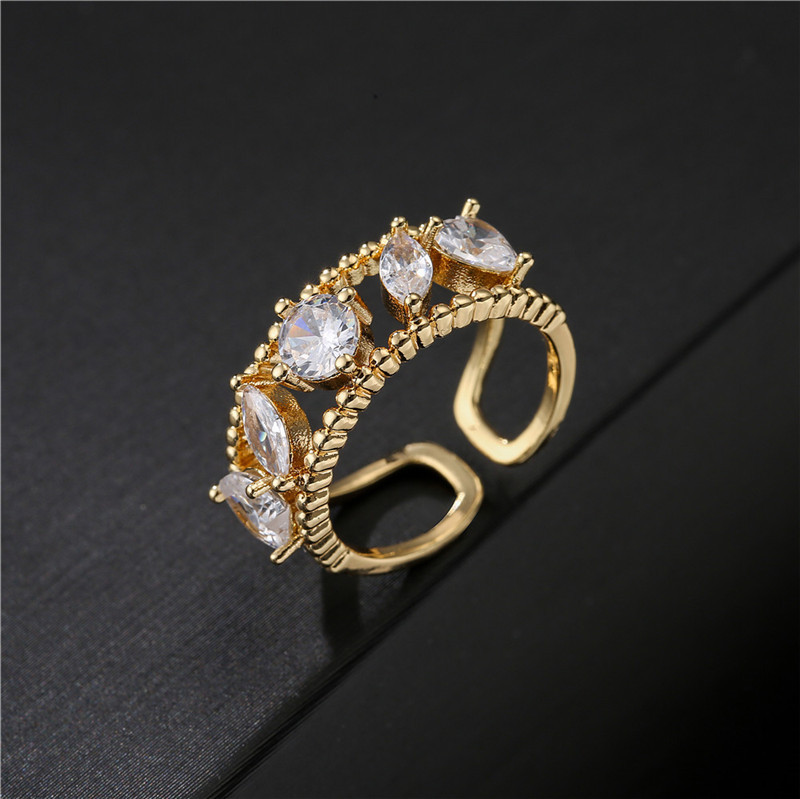 Simple Hollow Crystal Zircon Open Ring display picture 5