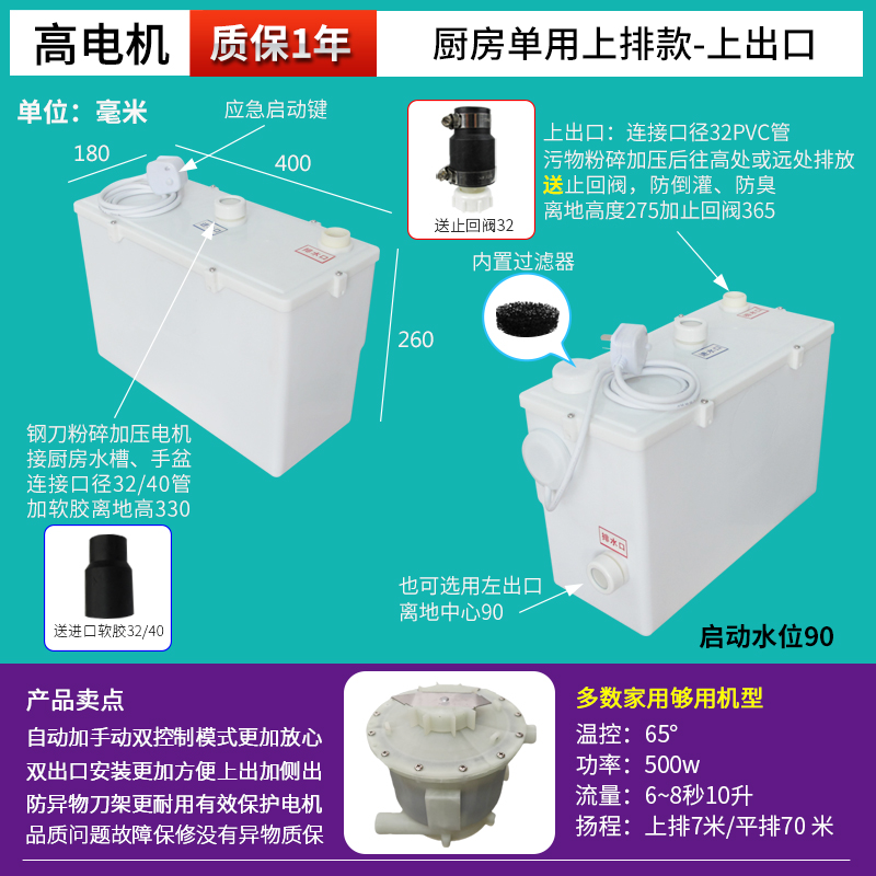 Sótano Licheng pulverizador de aluminio de litio inodoro eléctrico Fuyu cocina cuenca máquina de extracción de aguas residuales feliz elevación