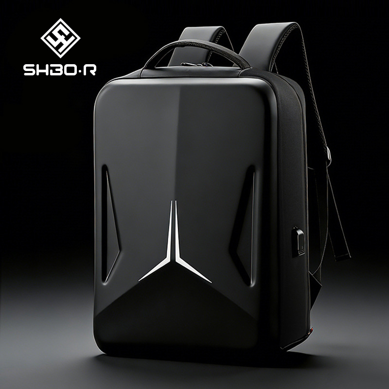 Cross-Border 17.3inch Hard-Shell Computer Bag, Large-Capacity Backpack, Multi-Functional Backpack with Charging Port, High-End Backpack for Men