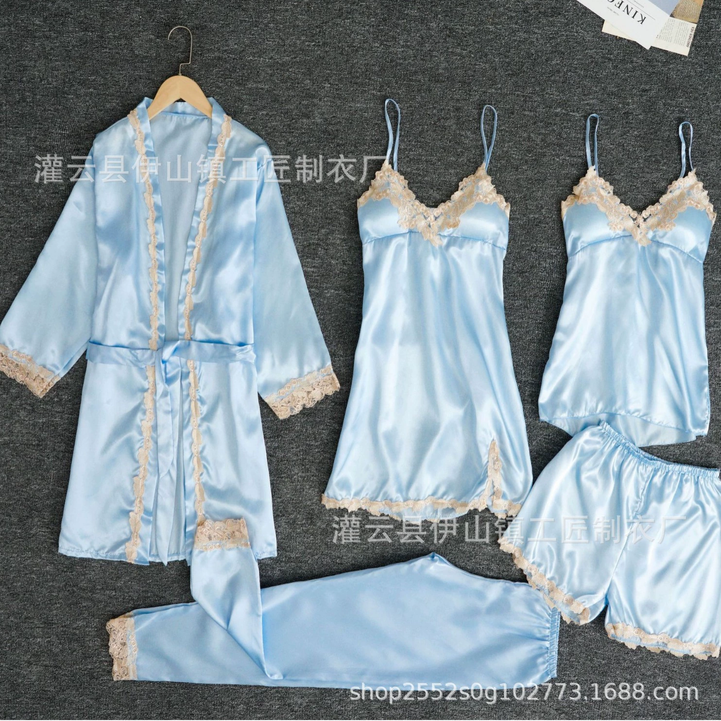Эластичные пижамы, sexy набор, slipdress, мини-юбка, шорты, удобные брюки, халат, (跨境 торговля)