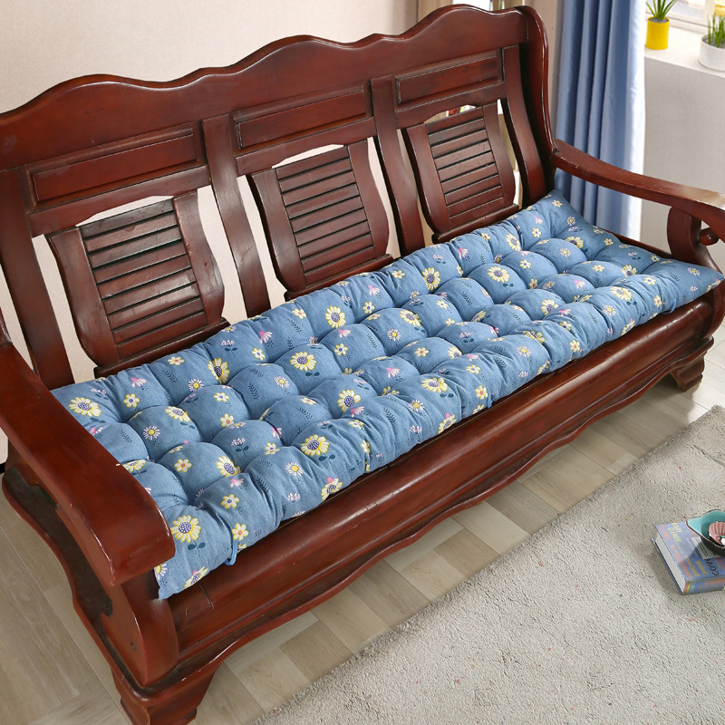 Sofá de madera sólida gruesa cuatro estaciones muebles de madera universal cojín de banco sofá antiguo de tres asientos Nayou